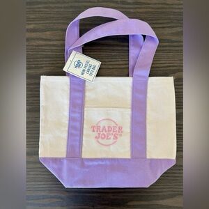 Trader Joe’s Mini Pastel Canvas Tote Lavender Purple NWT LIMITED EDITION